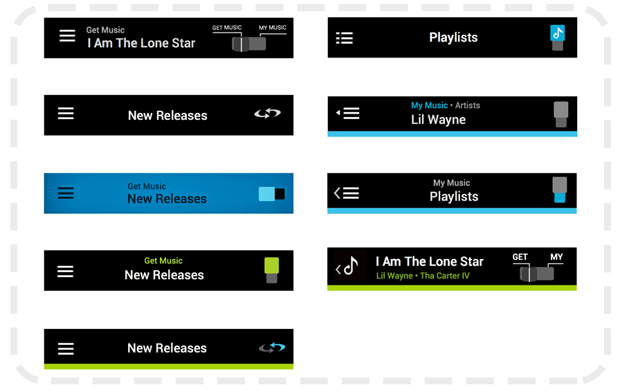 Android app action bar wireframe